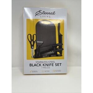 Eternal living stainless steel black knife set seven pieces